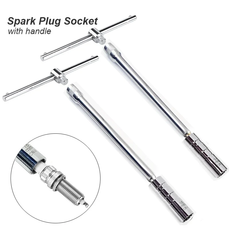 Spark Plug Socket Key Magnetic Tool Wrench Swivel Long Extension Install Replace Repair Kit Torque Remove Gap 14mm 16mm Auto Car