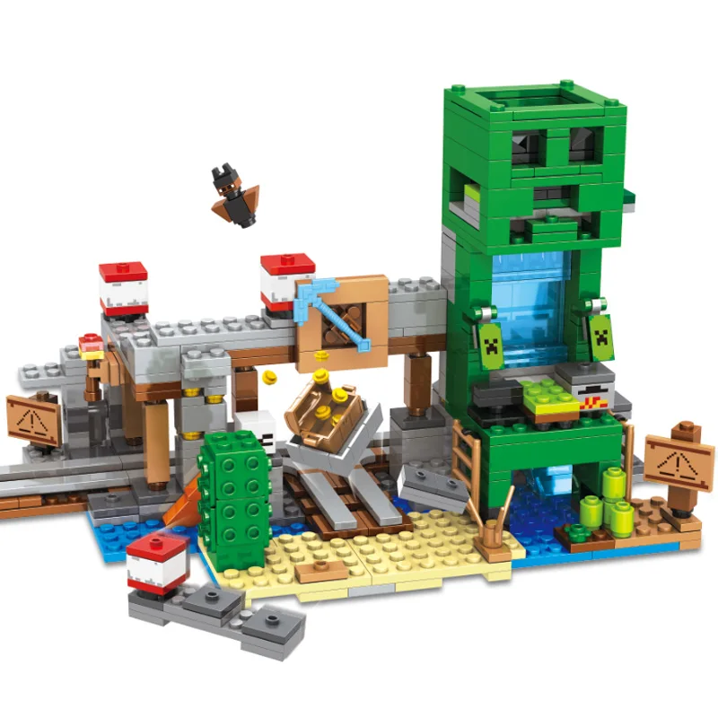 643 قطعة من ألعاب الكرتون الخضراء الوحش منجم رمح السكك الحديدية خام سيارة بنة لعبة تعليمية للأطفال هدية