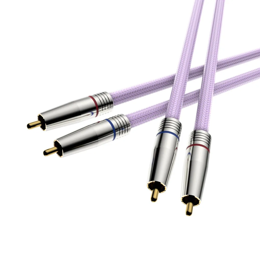 Audiocrast A85 Pure Silver RCA Audio Cable Purity 99.998% & PTFE Insulation 4N Pure Silver HiFi Audio RCA intereconnect