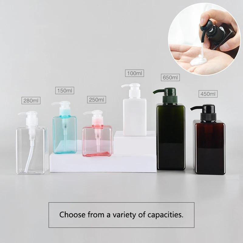 150ml Refillable Square Shampoo Shower Gel Empty Bottles With Pump Shampoo Conditioner Body Wash Dispenser For Hotel Bathroom