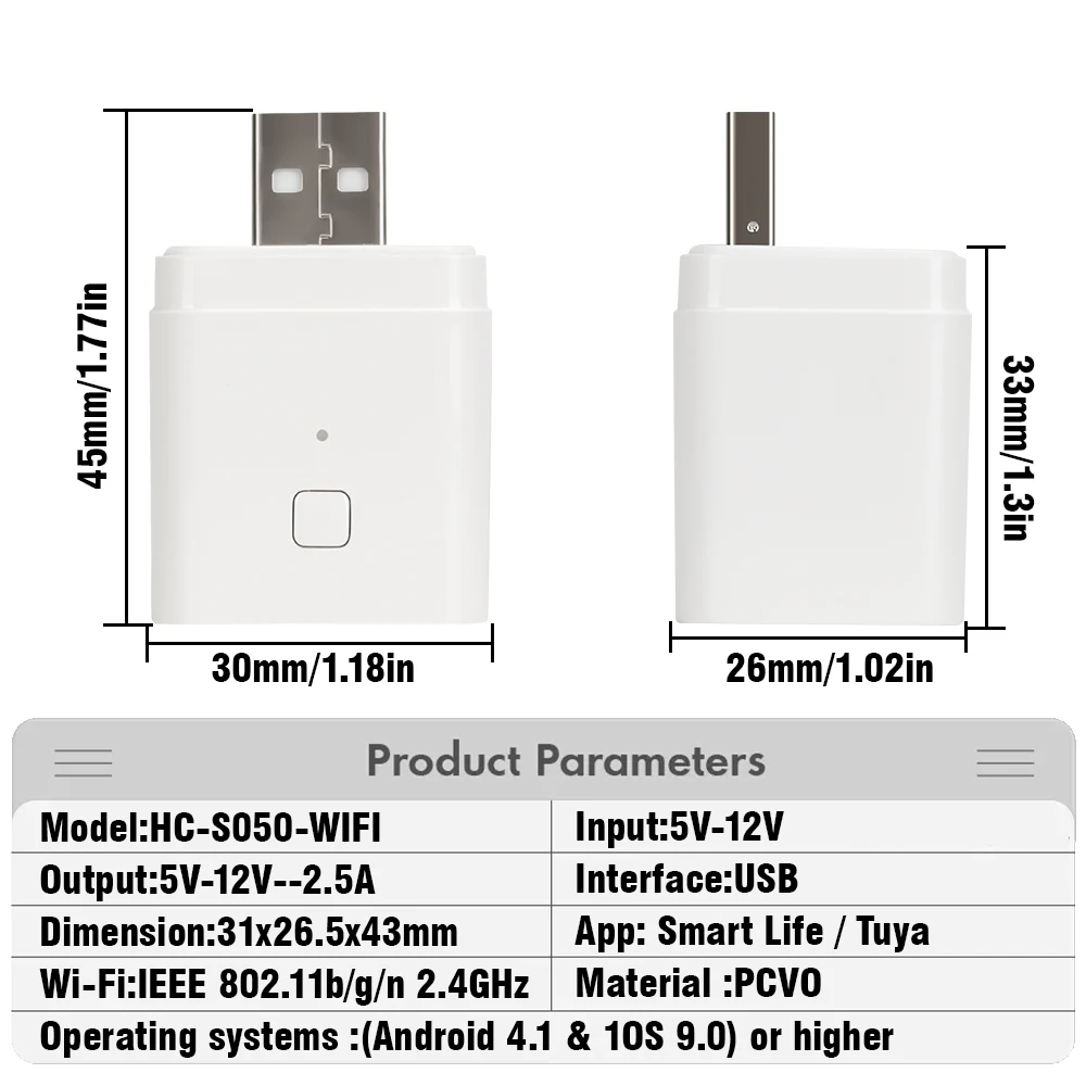 Tuya WiFi Smart Micro USB Adapter Switch Timer 5V WiFi Mini USB Power Adapter Współpracuje z Alexa Hey Google Alice dla Smart Home