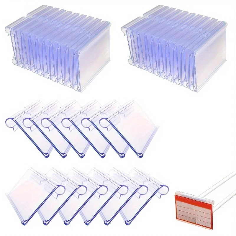 10pcs Label Holder, PVC Price Label Holder Clear Plastic Reusable, Suitable for Large Shopping Malls, Supermarkets, Small Shops