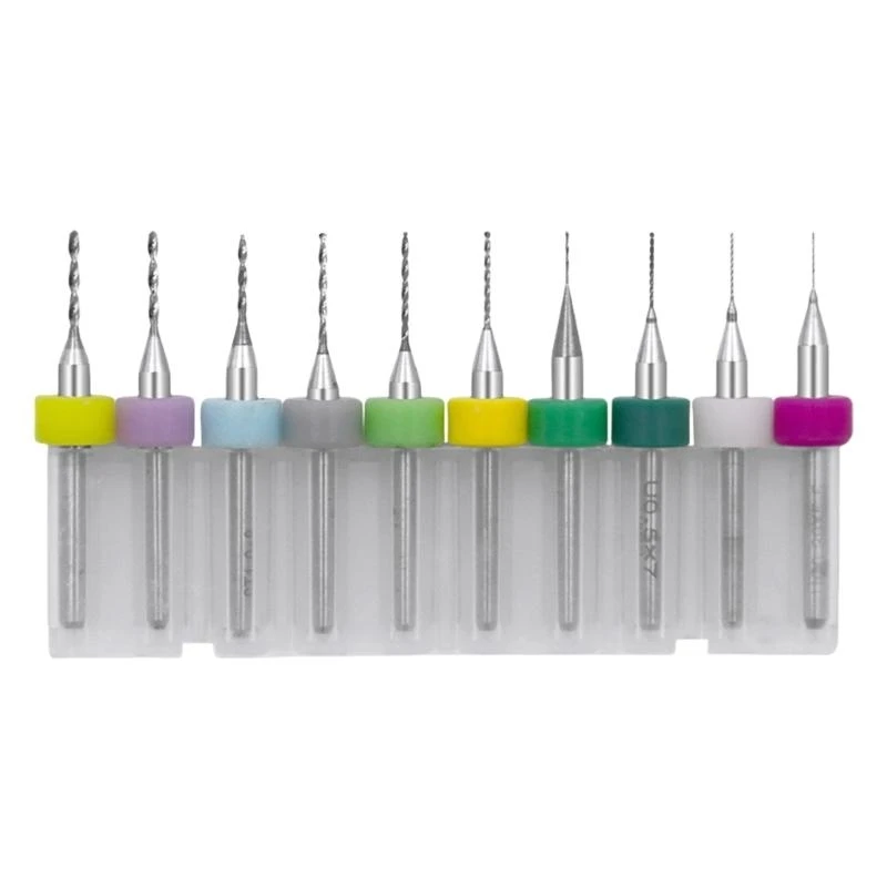 

652F Accurate Craft Drilling Set of 10 Miniature Drill Bits for Circuit Boards and Detailed Engraving and Stone Jewelry Work