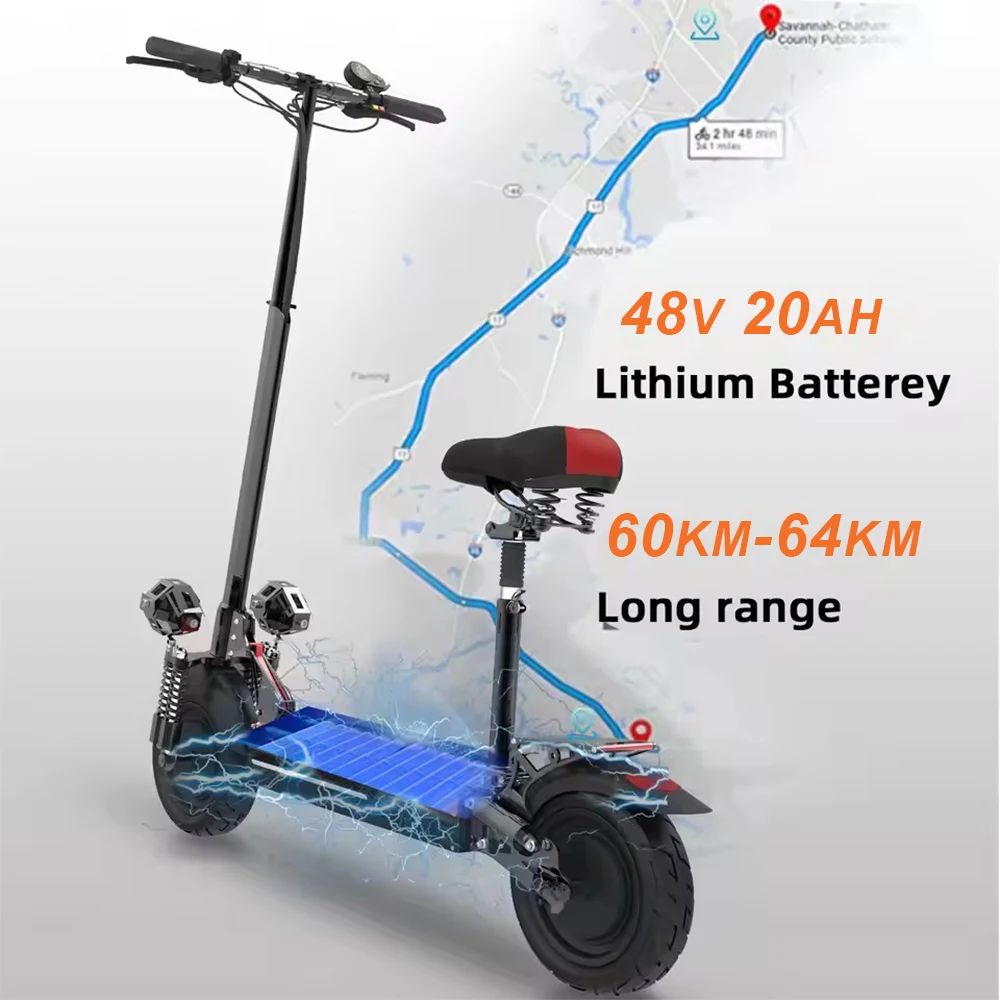 

Electric Scooter X500 for Adults 48V 20ah 2400W Foldable E-Scooter with LCD Display 10 Inch Street Tire and Dual Disc Brakes