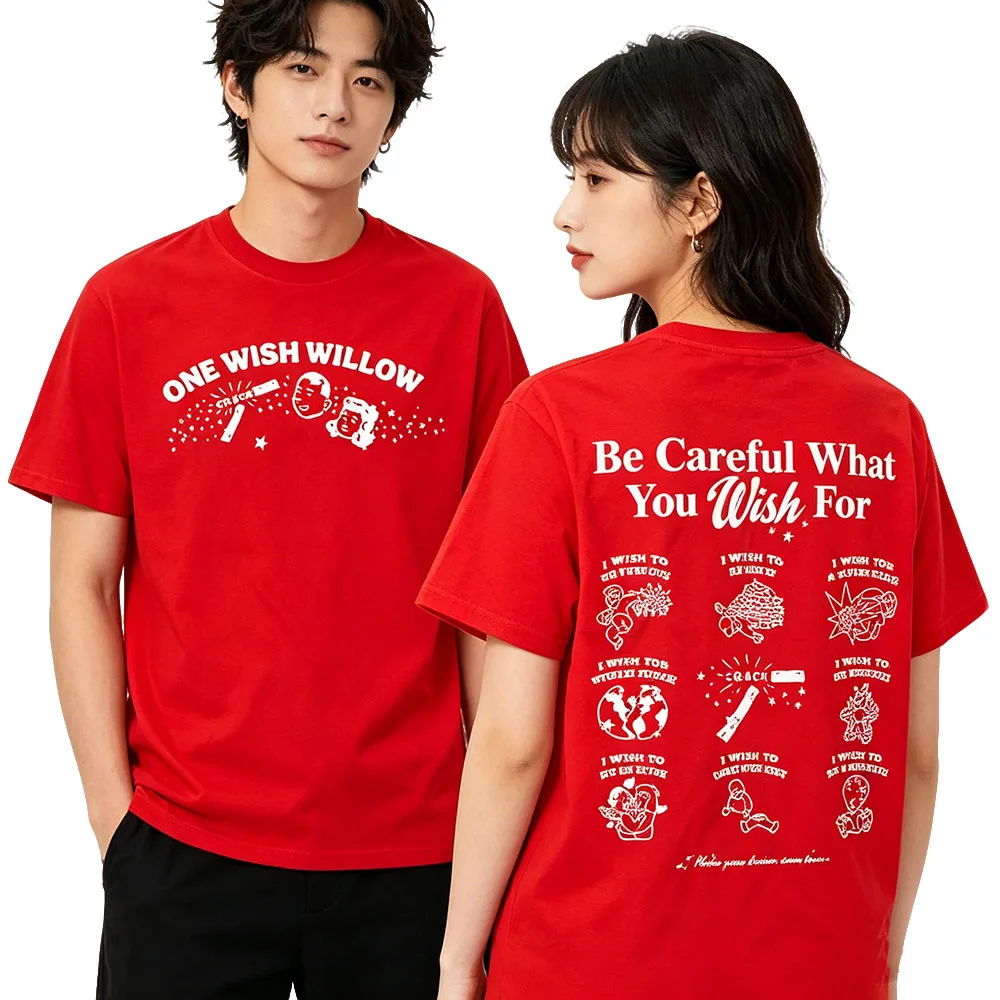 T-shirt pour femme à manches courtes et coupe ample, motif graphique 'Horror Movie Obsession One Wish Willow', collection été, style décontracté et tendance
