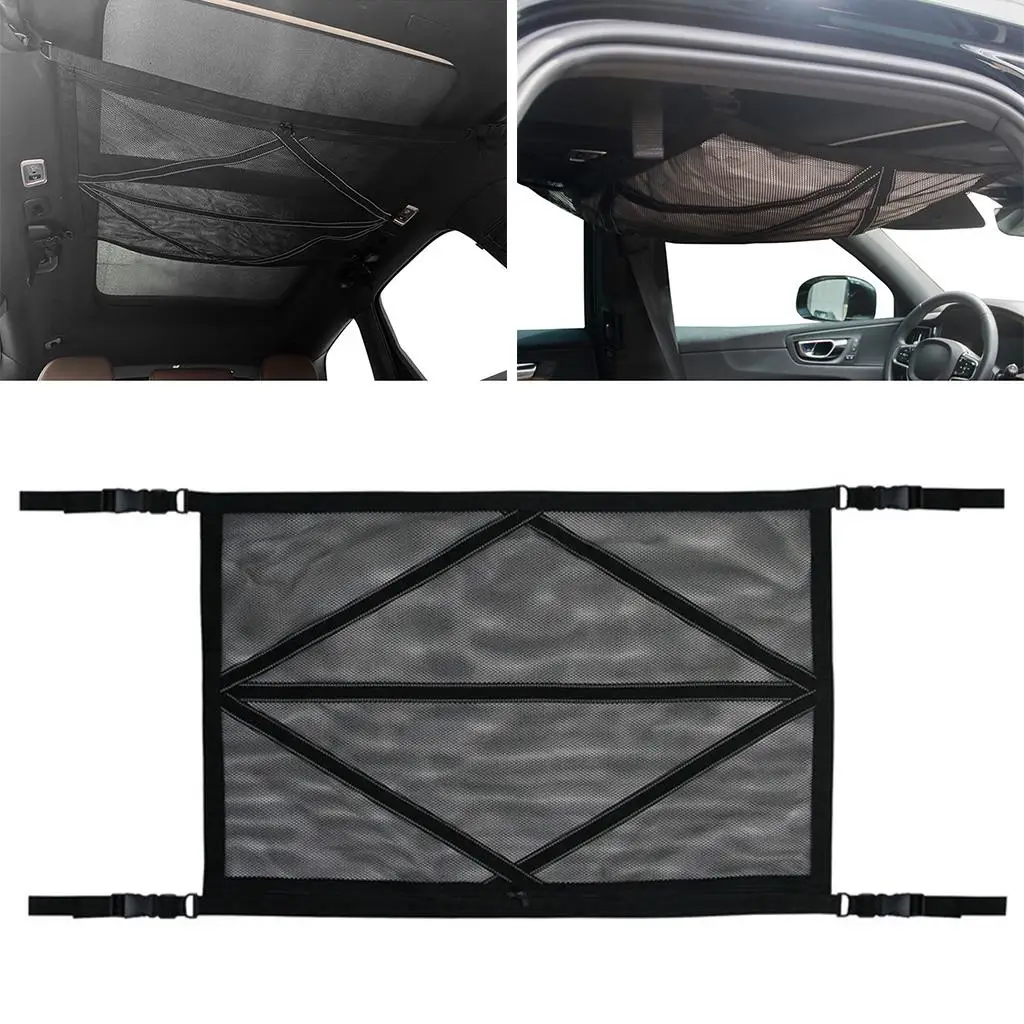 

Interior Car Ceiling Storage Bag Hanging Net Breathable Basket Mesh Sundries Storage Pouch Fit Camping Truck Travel