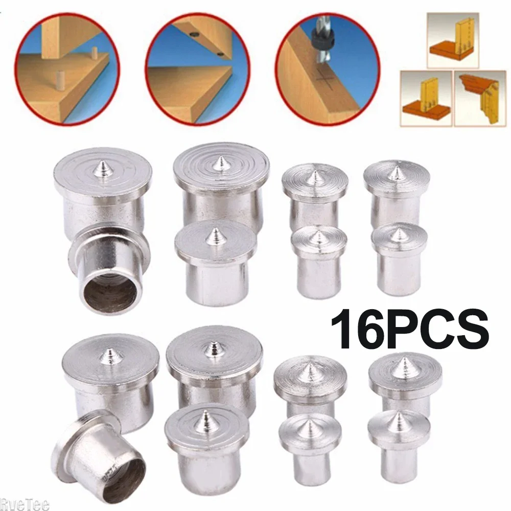 

16pcs/set Dowel Centre Point Pin Set 6-12mm Wood Drill Power Timber Marker Hole Tenon Center Set Accessories Tools Plugs Parts