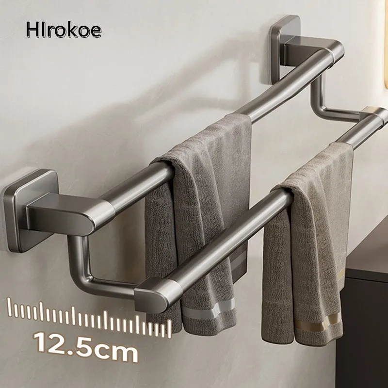 

No-Punch Towel Rack Bathroom Wall-Mounted Storage Rack Bathroom Towel Double-Pole Toilet Toilet Storage Hanger Ladder Towel Bar