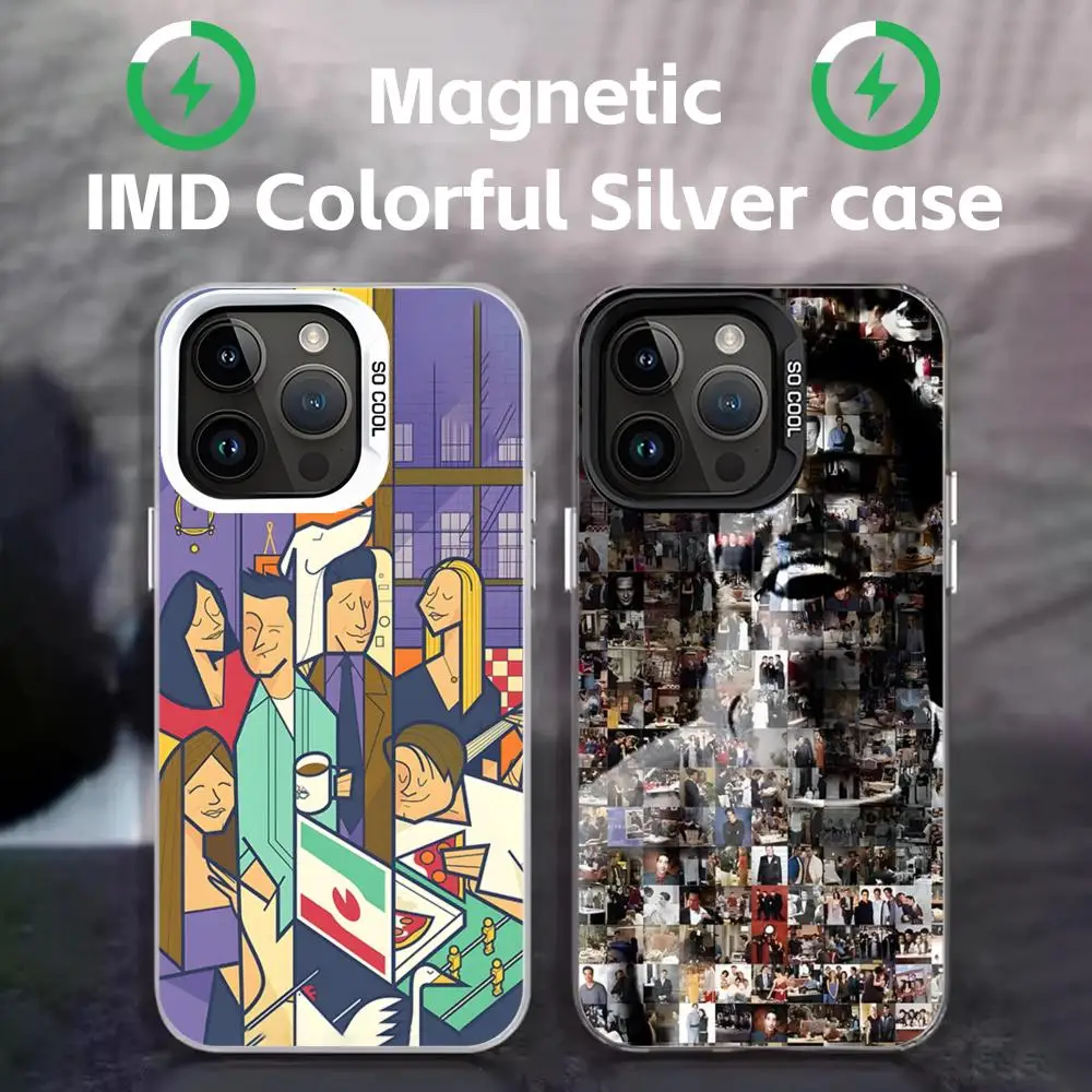 صديق مضحك MV حالة الهاتف الأسود المغناطيسي IMD الملونة الفضة مناسبة ل iPhone17 16 15 14 13 12 11Pro ماكس
