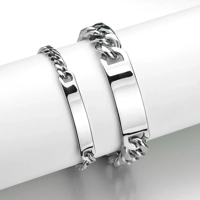 Nameplate Bracelets Men Stainless Steel Fashion Chain Bracelet Hip Hop Jewelry Charm Bracelet on Hand Gifts for Man Wholesale