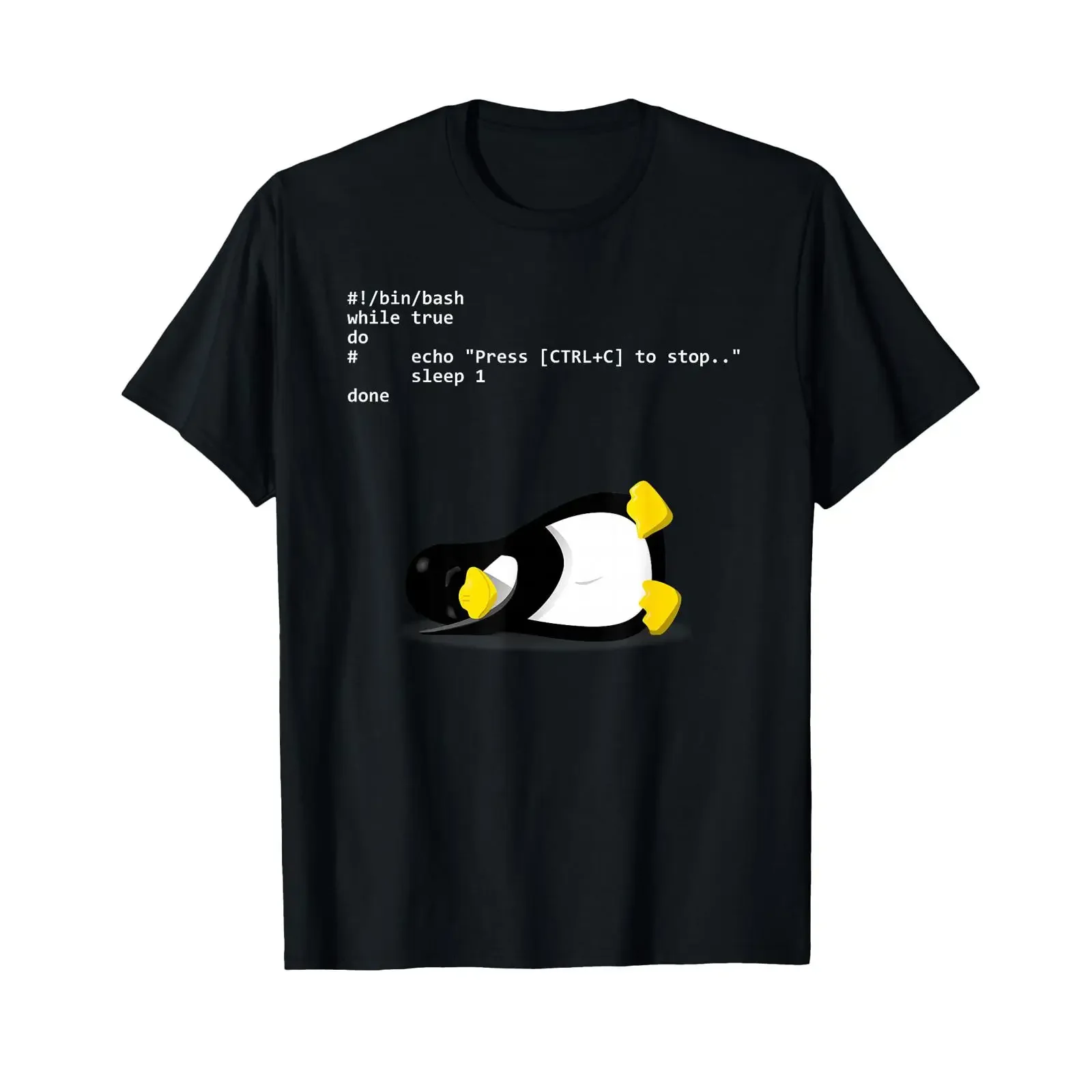 Sleeping Tux Loop Linux Geek Nerd Penguin T Shirt Small vintage Washed fashion Stretched Casual Soft graphic homme Versatile