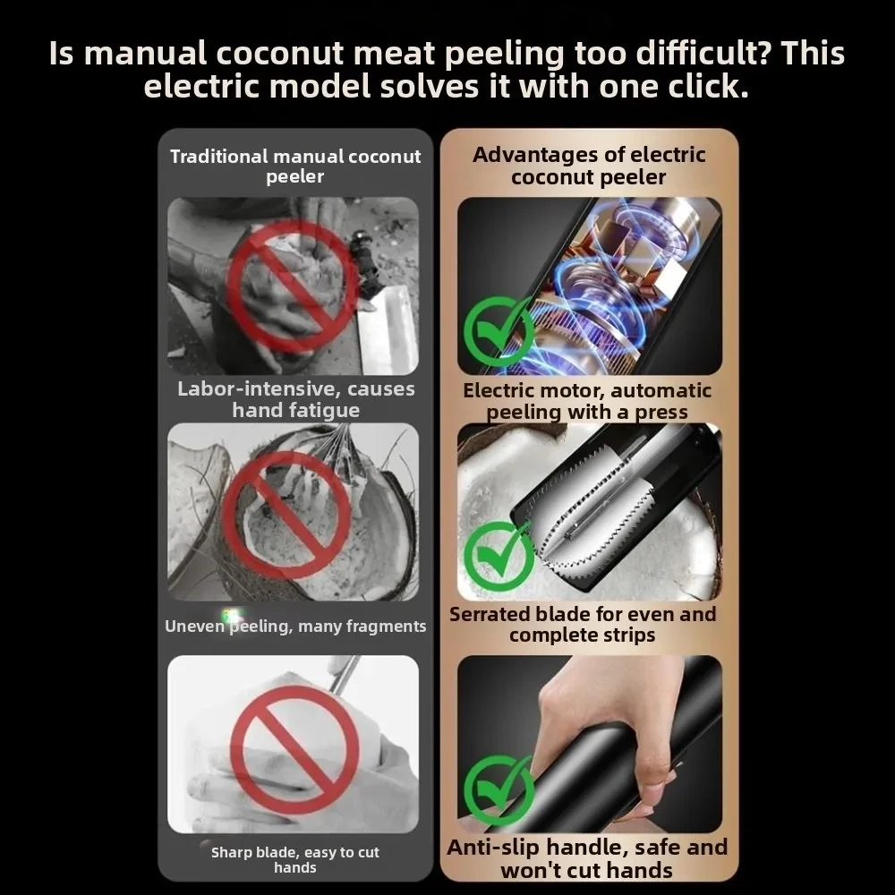 Electric Coconut Meat Grater Anti-Splash Rotating Scraper Efficient Labor-Saving Tool for Coconut Flesh Removal