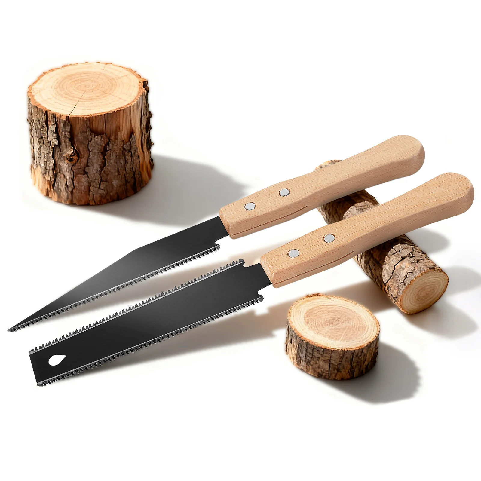

2Pcs Japanese Style Handsaw Single/Double Sided Tooth SK5 Steel Wood Cutting Hand Saw Woodworking Tools Fine Tooth Precision Saw