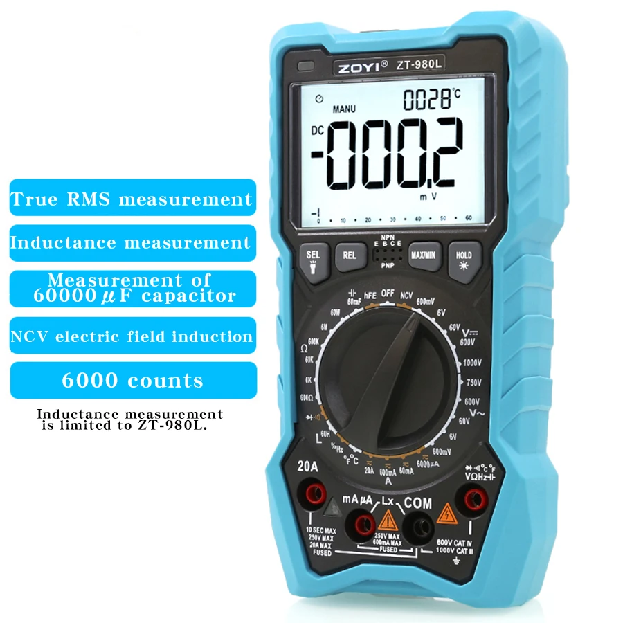 ZOYI ZT-980L Digital Inductance Capacitance High Precision Multimeter Universal Meter for AC/DC Voltage Current