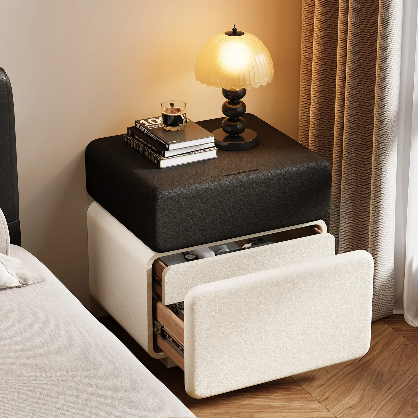 Medieval Comfortable bedside table household bedroom explosion light luxury storage cabinet high-end small comodino Furniture