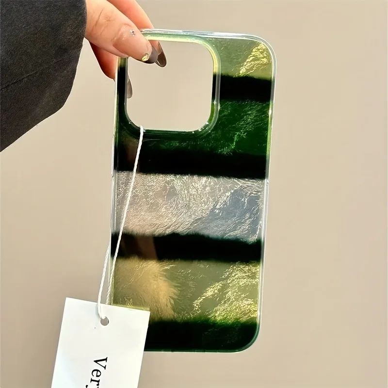 

Whirlpool Pattern IND Retro Splicing Green Stripe Phone Case for iPhone 17 11 12 13 14 15 16 Pro Max XS X XR 7 8 Plus 16e Cover