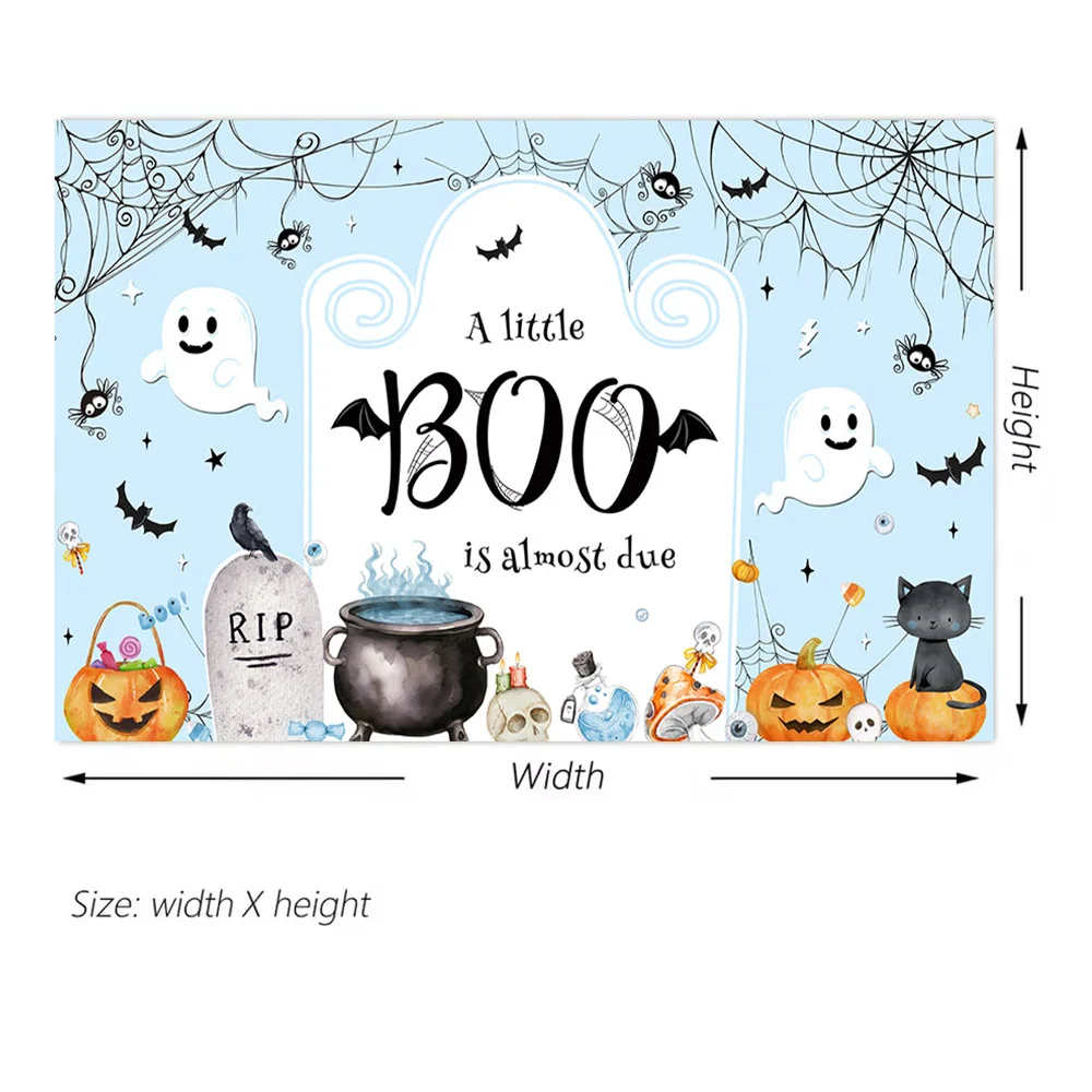 Хэллоуин детский душ фон ужас тыква ведьма летучая мышь паутина призрак ребенок первый день рождения портрет фото фон Декор