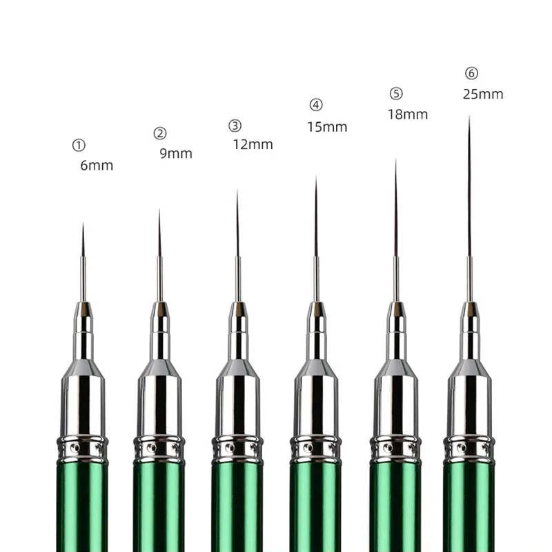 1/6 pièces poignée en métal vert Art Liner peinture à la main pinceau lignes de dessin rayure fleur peinture stylo UV Gel brosse