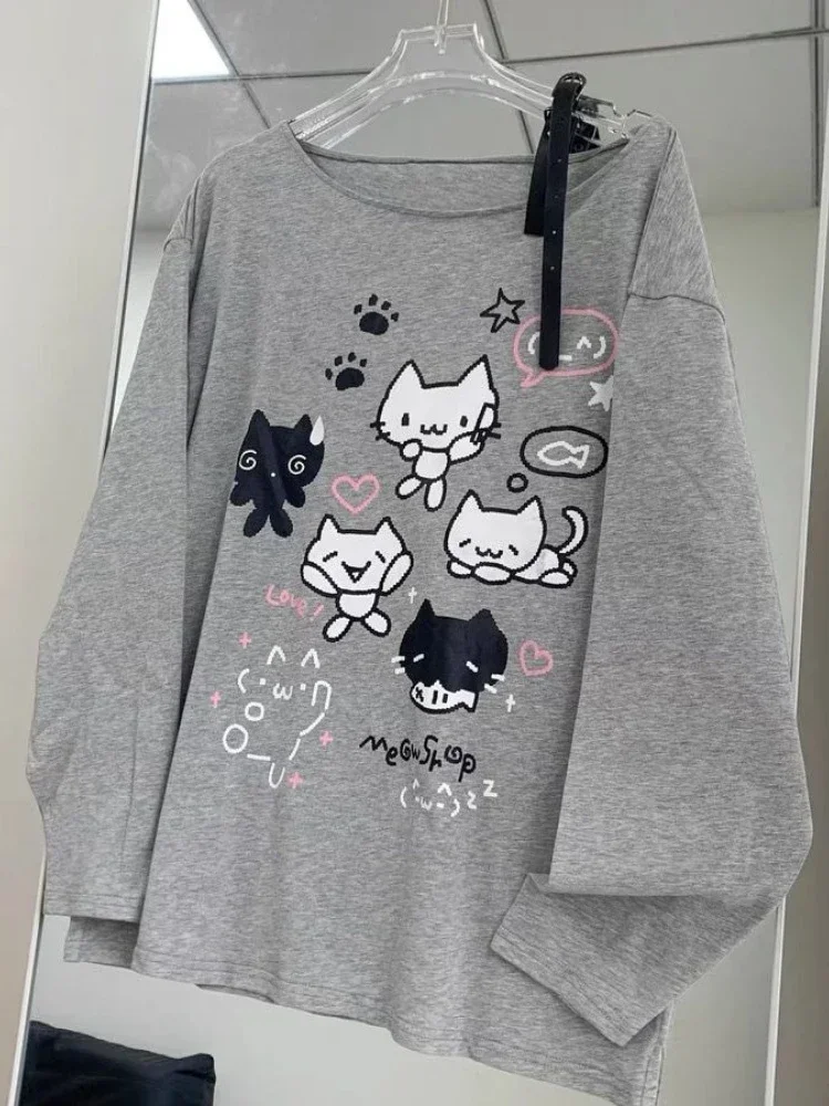 Y2k Harajuku Cuteore Hoodies Women Japanese Style Sweet Bandage Cartoon Print Oversized Sweatshirt Soft Girl 2024