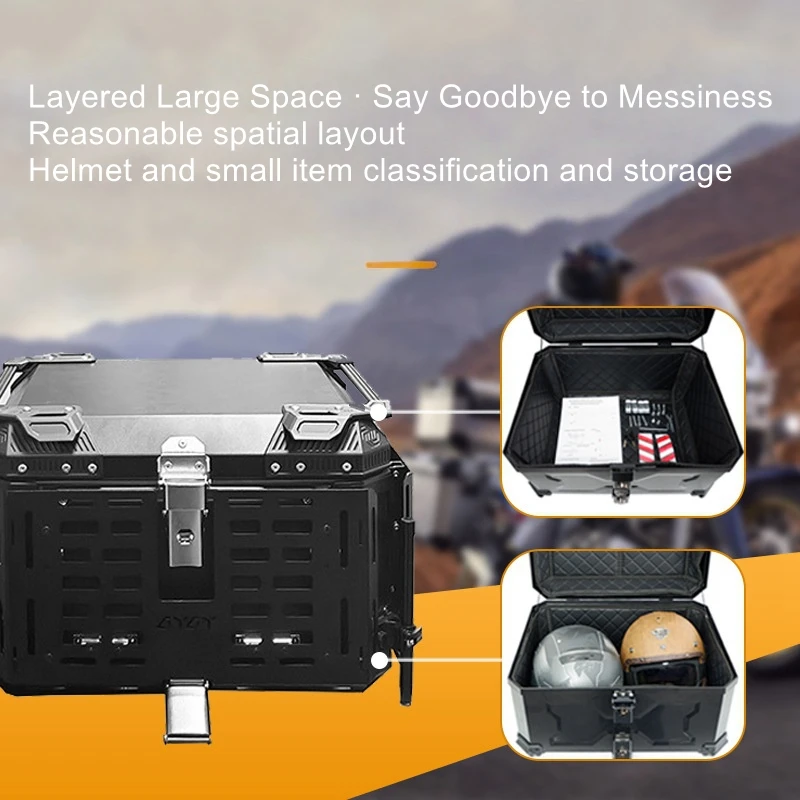55L multifunctional aluminum alloy trunk, motorcycle folding trunk, outdoor camping dining table, one box, multi-purpose