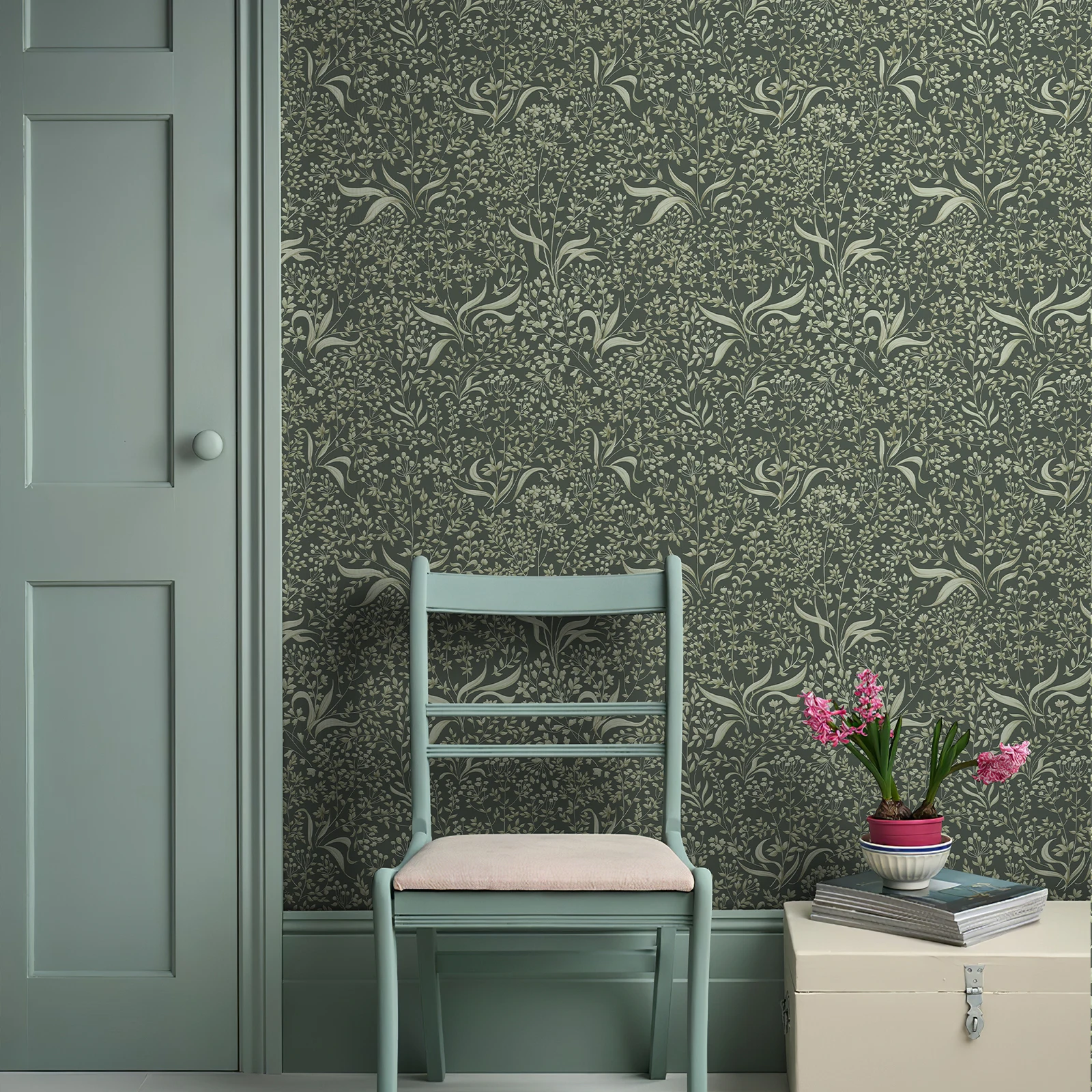 

Виниловые обои с зелеными листьями, ретро, темные самоклеящиеся водонепроницаемые настенные контактные бумаги, цветочная наклейка для шкафа, наклейка