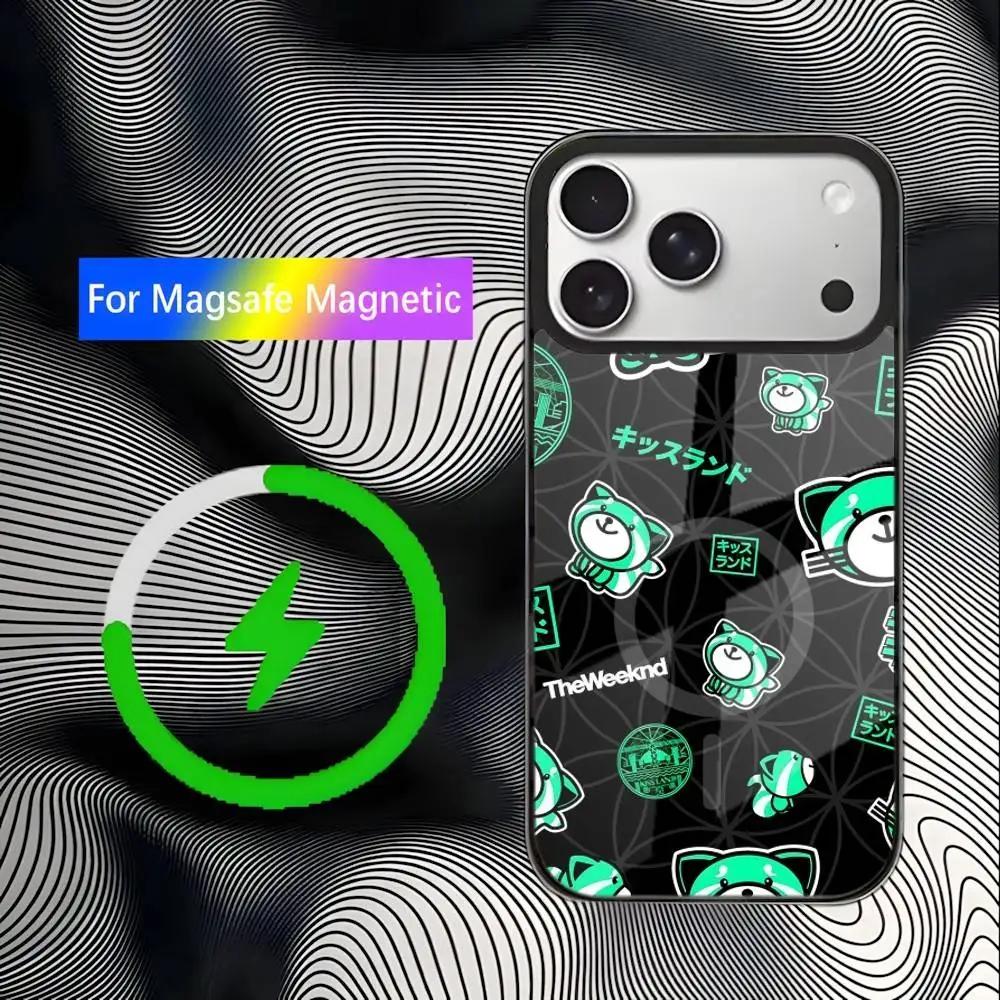 حافظة هاتف W-Weeknd XO لهاتف iPhone 17,16,15,14,13,12,11,Pro,Max,Plus,Mini,SE4,E شحن لاسلكي Magsafe مغناطيسي