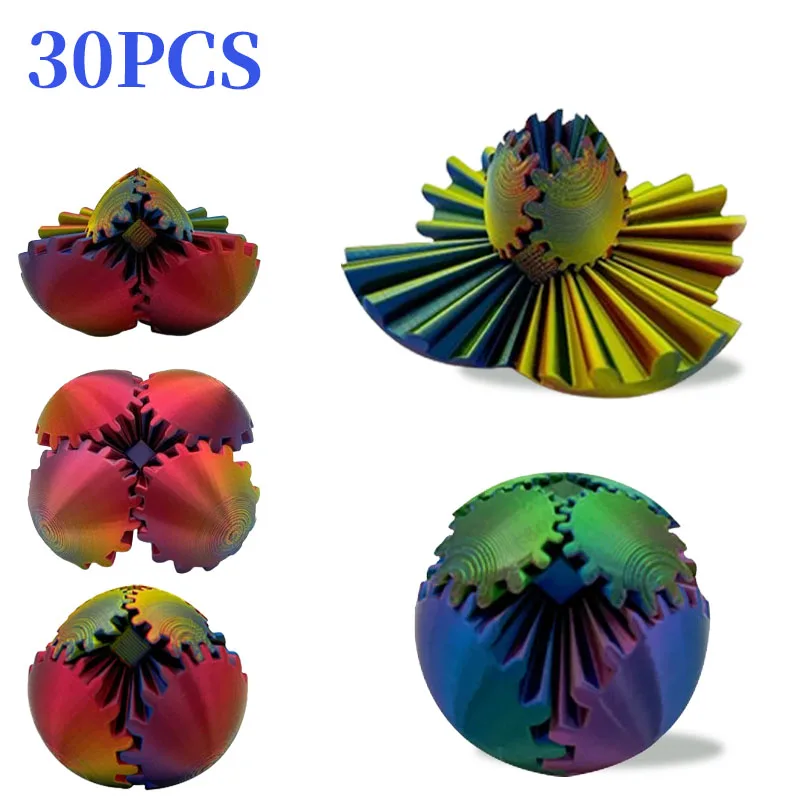 1-30pcs 3d Printed Gear Ball Relaxing Stress Reducing Spinning Ball Cube Gadgets Balls Morphing Gear Ball Desk Toys