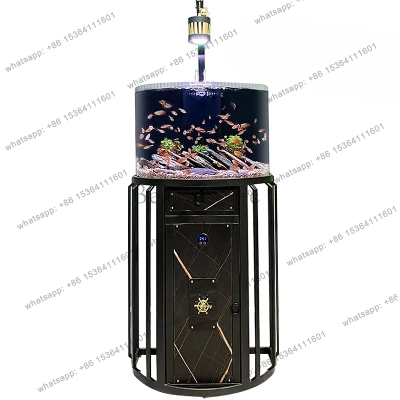 z.Stream tank natural pebble living room creative landscaping acrylic bottom filter ecological fish tank