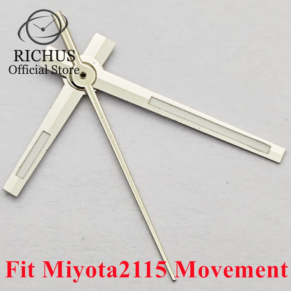 RICHUS Green Luminous Watch Hands Silver 8mmX12mmX12.5mm Watch Hands  Fit Miyota2115 Movement Watch Accessories Parts