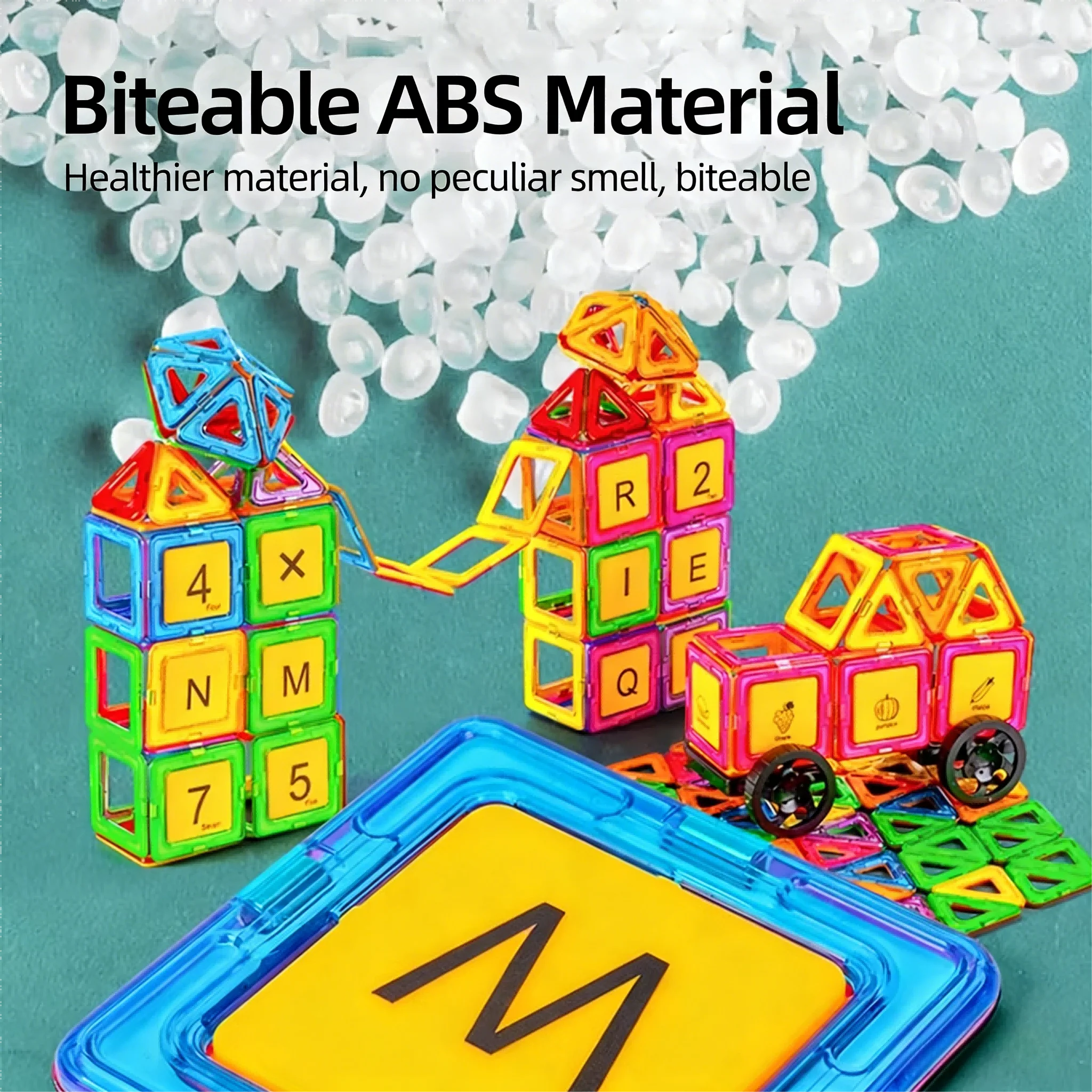 Conjunto de telhas magnéticas com ímã forte, blocos de construção abs seguros para mordida, brinquedos educativos para crianças 3 + modelo de roda gigante
