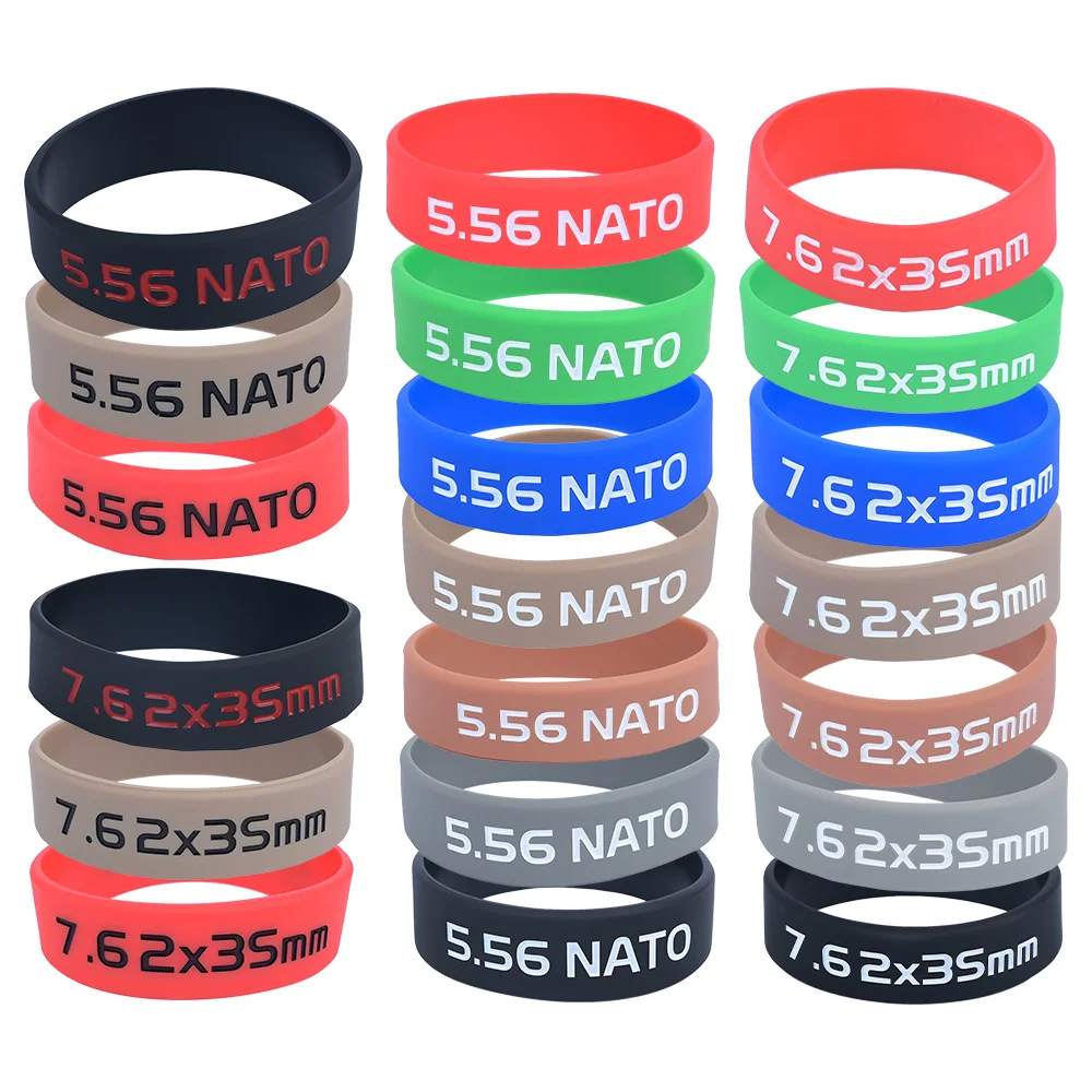 6 unids/set banda táctica para marcar revistas 5,56 NATO banda de goma para M16 M4 AR15 SIG Airsoft Rifle caza tiro