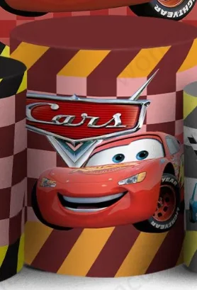 Cars Mcqueen Circle Backdrop Boy Birthday Backdrop Baby Shower Racing Car Themed Round Cylinder Cover Decor Photo Prop