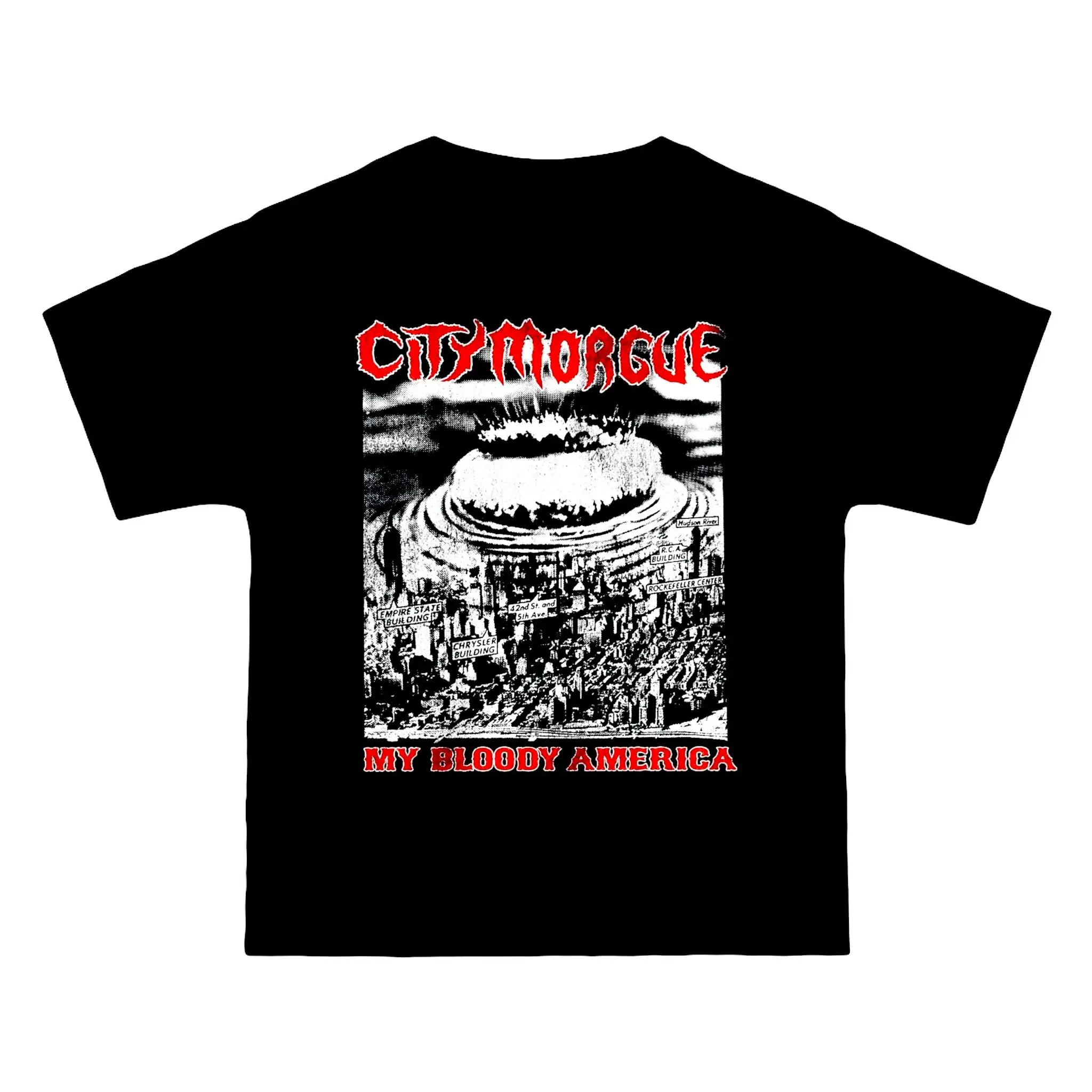 City morgue my bloody america red heavyweight black tee shortsleeve shirt