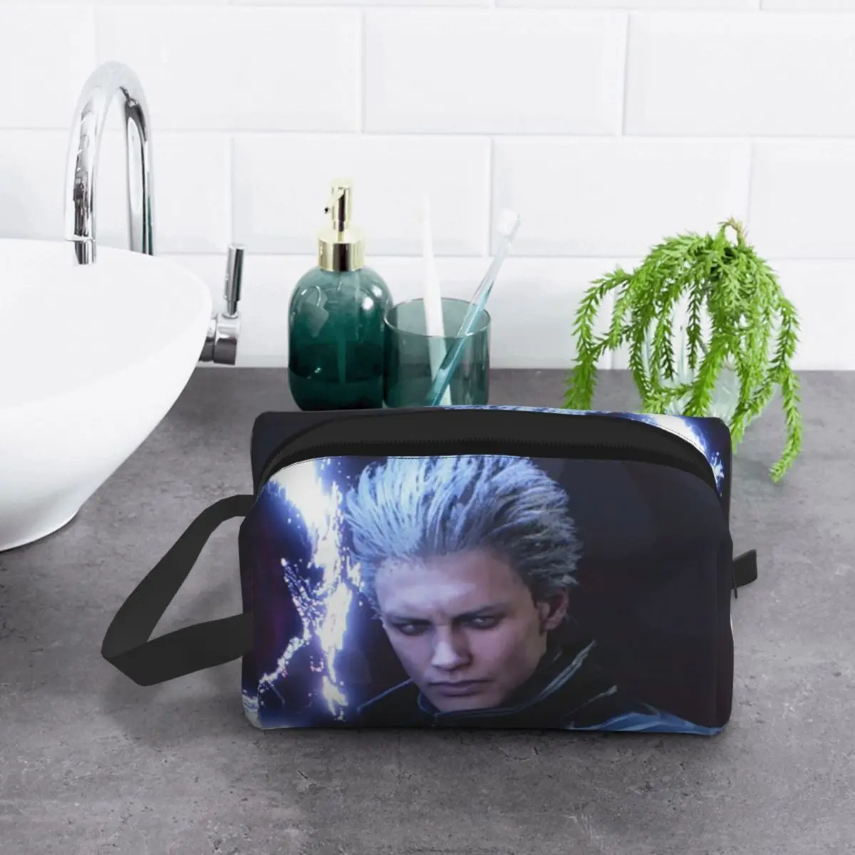 

Серия Vergil From The Devil May Cry, косметичка, органайзер для хранения косметики, комплект Dopp, косметичка для туалетных принадлежностей, пенал