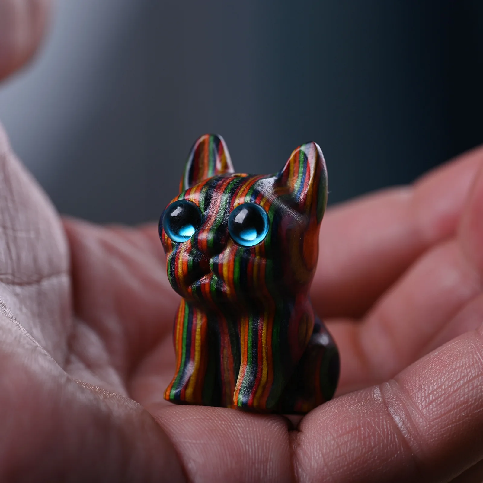 

Cute Wooden Carving Zodiac Dog Statue Solid Wood Big Eyes Colorful puppy Figurine Desktop home Interior Decor Birthday Gift
