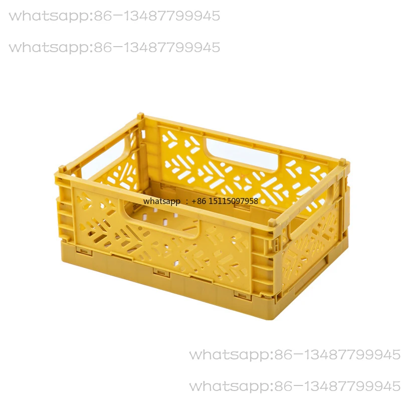 1-3PCS Collapsible Crate Plastic Folding Basket Utility Cosmetic Container Desktop Holder Home Use School Desk Storage Box