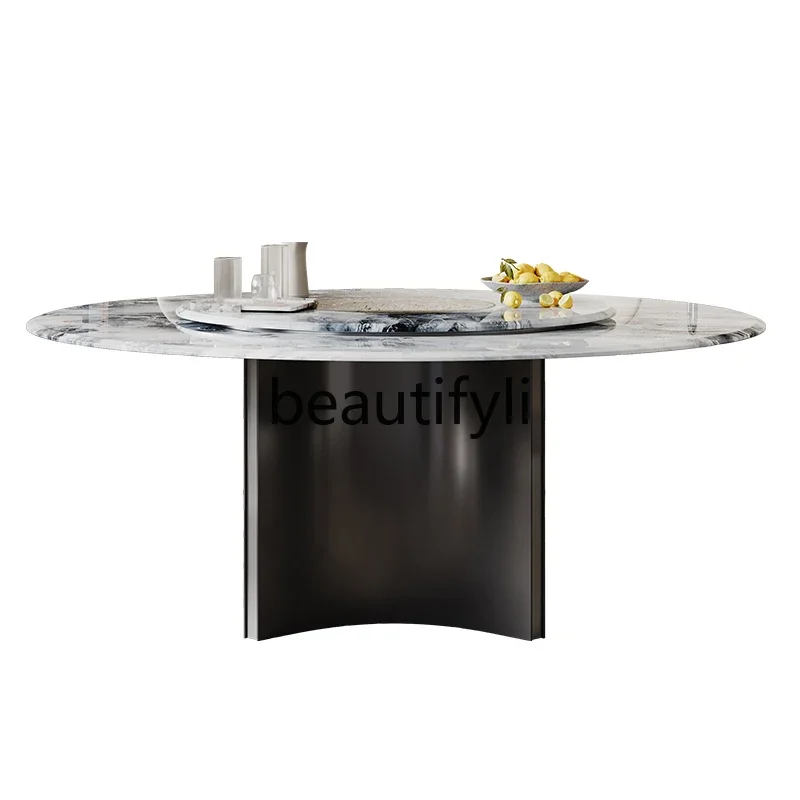 

Household multi-functional marble electric turntable supercrystalline stone round table induction cooker dining table