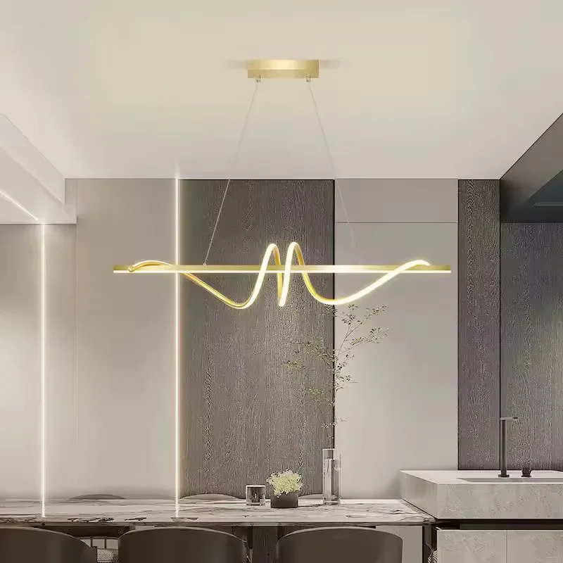 

Modern Minimalist Restaurant Chandelier living room Dining Table Threaded Strip Creative Lamps Pendant Light led Hanging Lamp