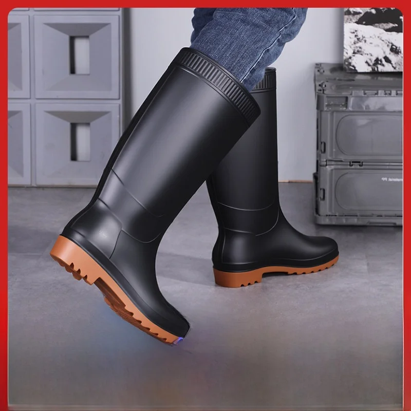 

Men's Thickened Anti-Slip Wear-Resistant Long Rain Boots Fashionable Outdoor Fishing Shoes Waterproof Booties for Men