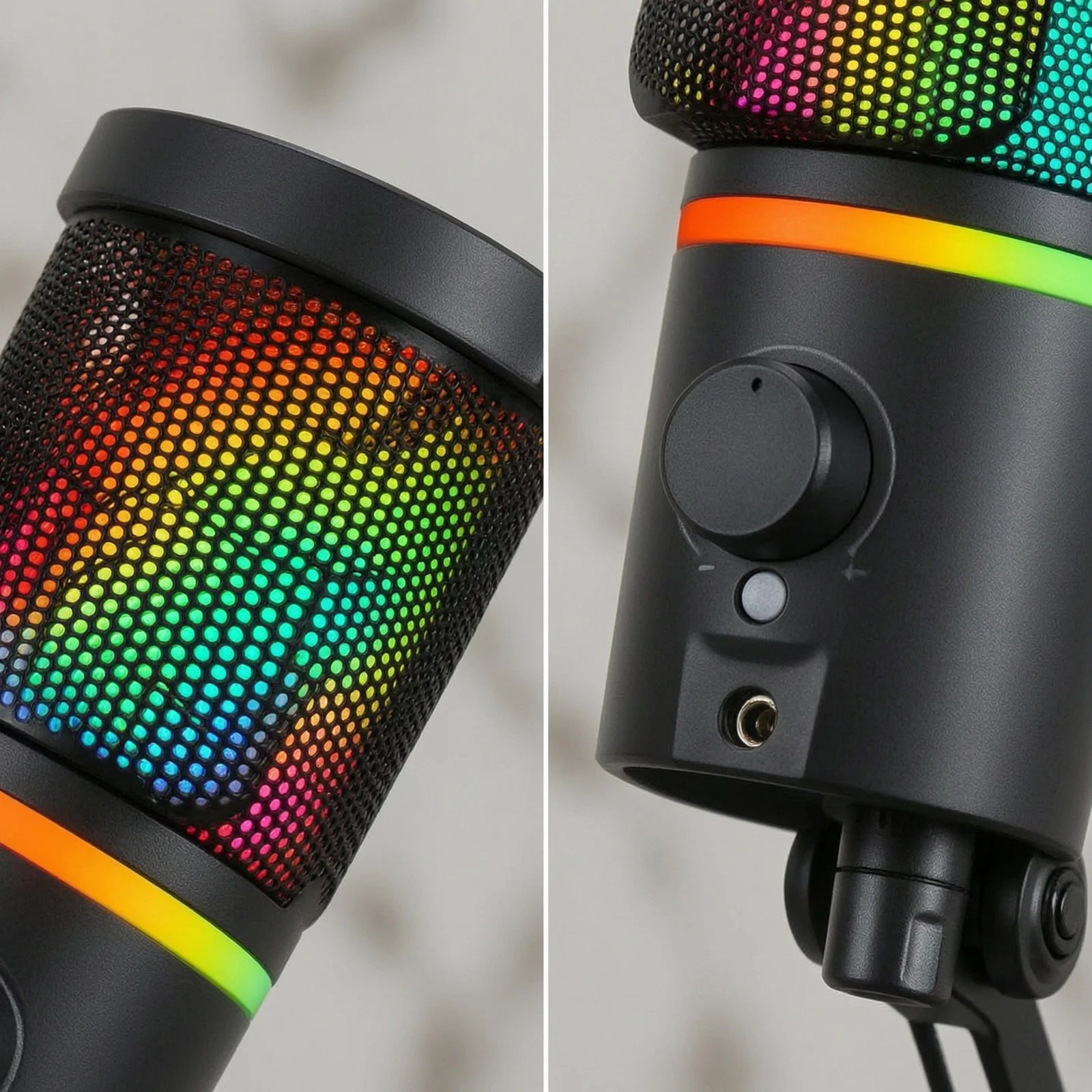 USB Condenser Microphone with Desktop Stand Streaming Microphone with RGB Light for Live Streaming Podcast