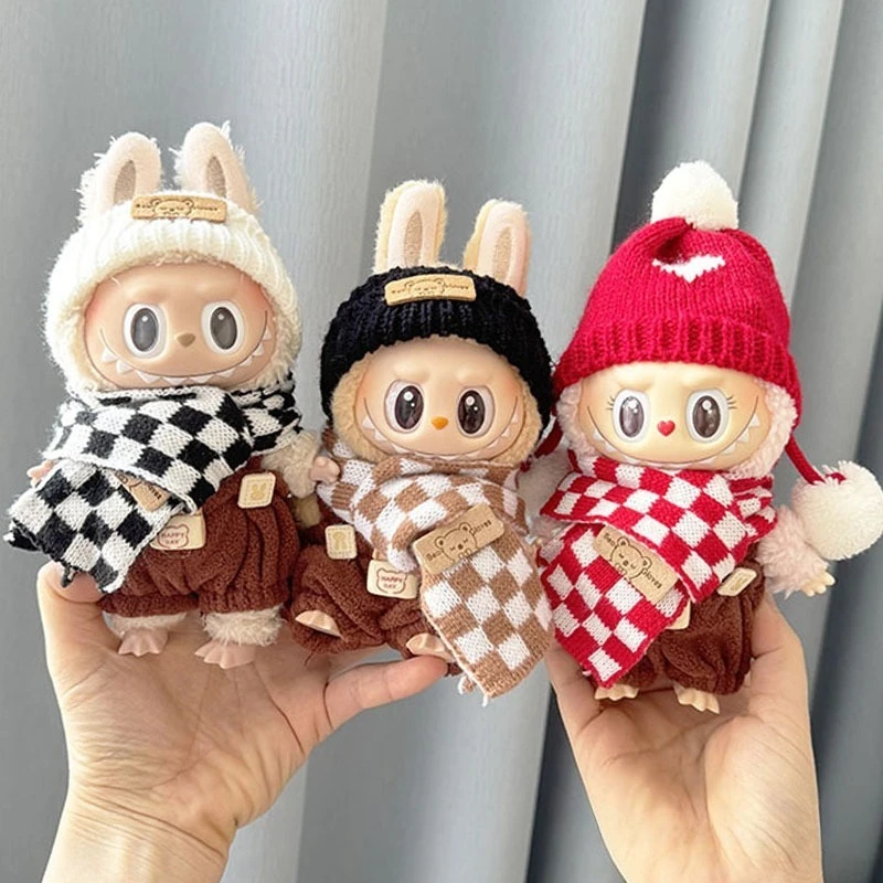 

For Labubu V1 V2 V3 Doll Scarf Overalls Suit DIY Cute Suit for Labubu Clothes Dress Up Decoration Accessories Children's Gifts