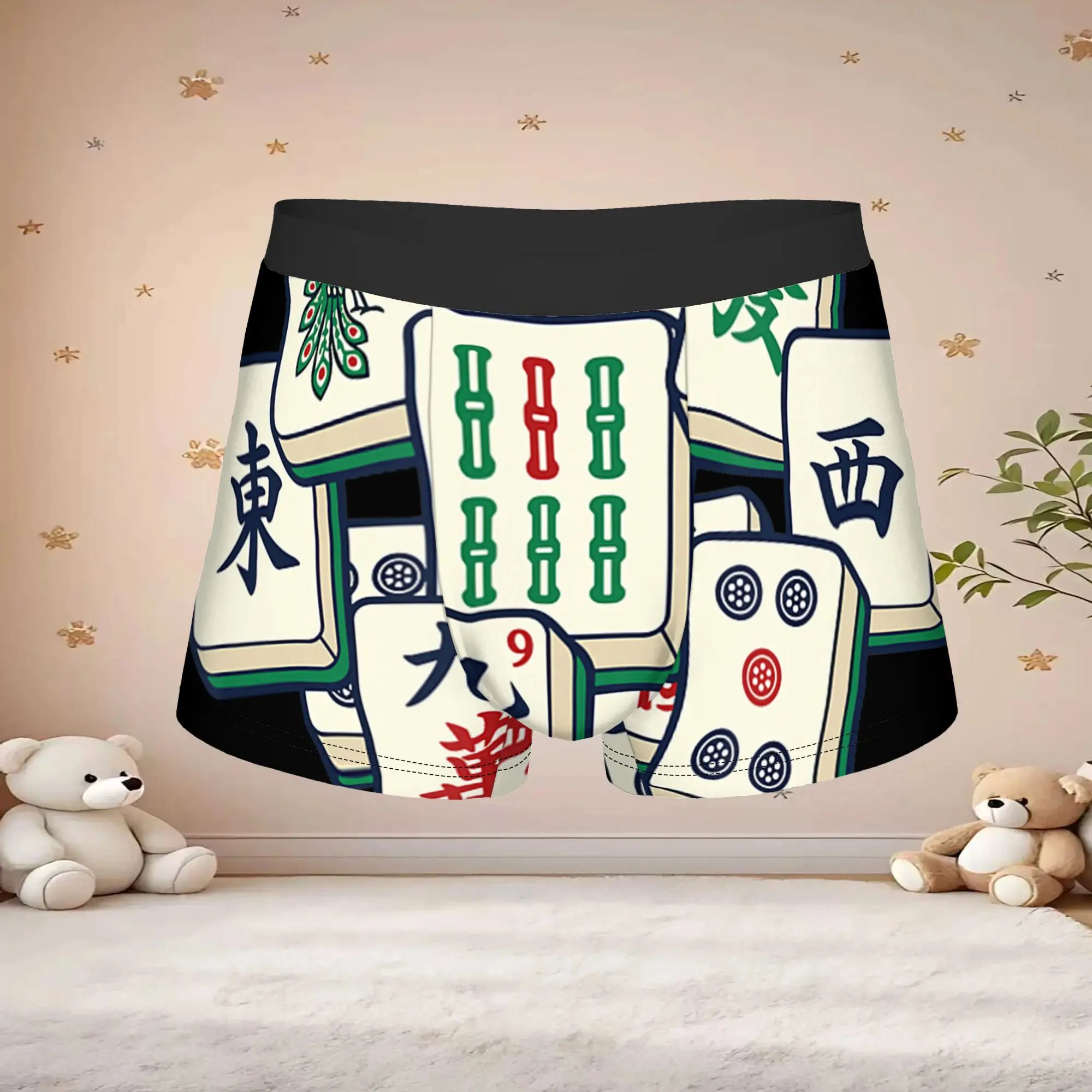 1pc Popular Cool Mahjong Art For Girls Player Mahjongg Fan boxers  Novelty Panties Men's Underwear Ventilate Shorts Boxer Briefs