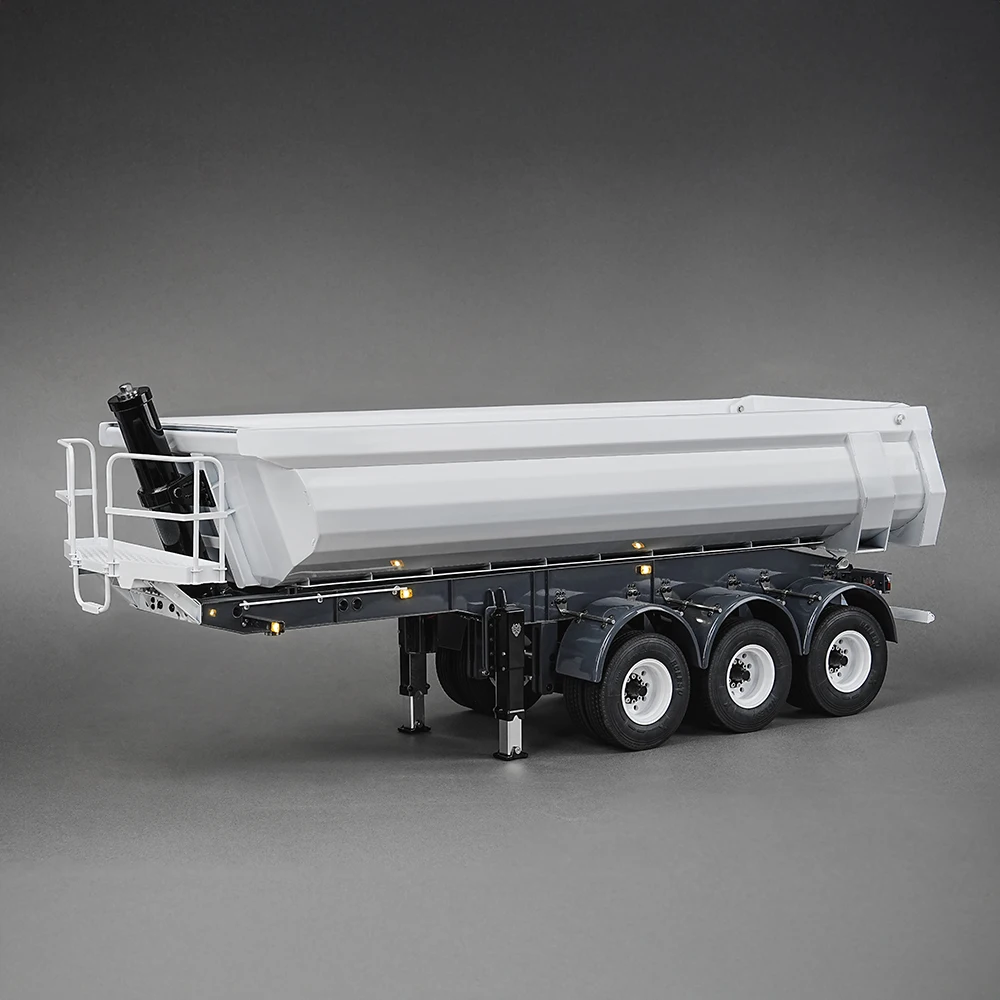 LESU1/14 Tamiya hydraulic lifting three-axis U bucket metal bucket semi-trailer dump truck tractor simulation truck model