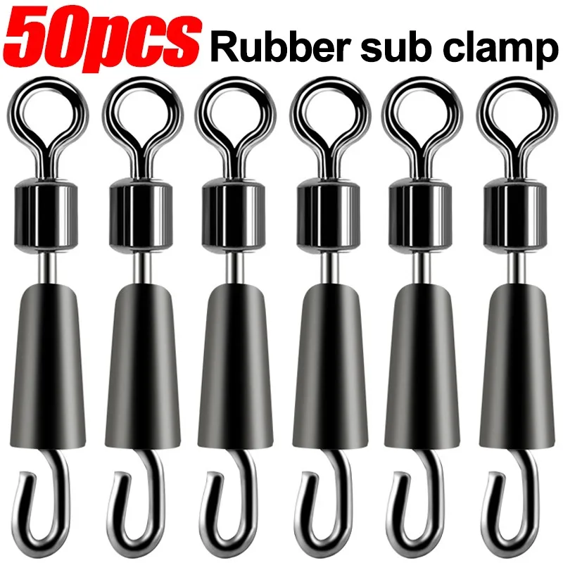 10/50PCS Fishing Connector Barrel Bearing Rolling Swivel Fishing Swivels and Carabiners Quick Release for Fishing Accessories