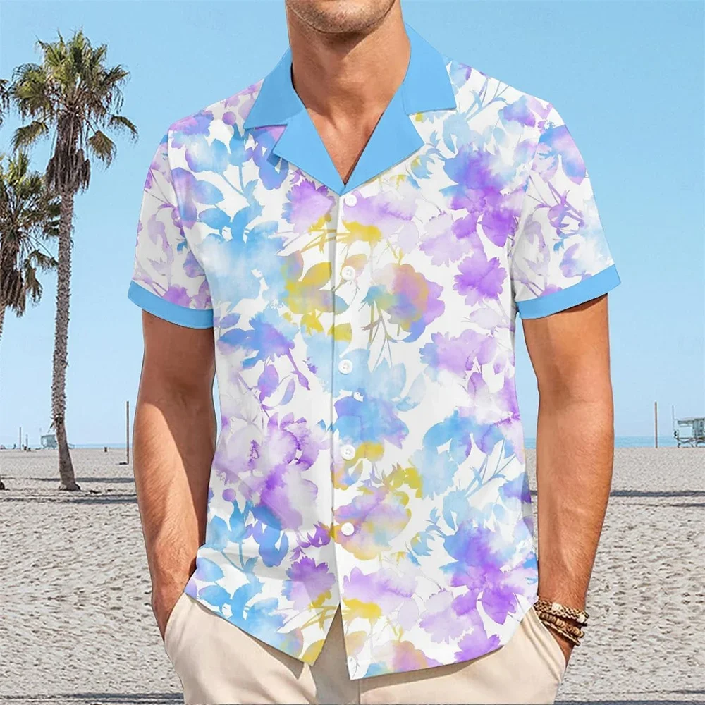 Camisa hawaiana de manga corta para hombre, tela suave cómoda, patrón de árbol de coco impreso en 3D, ropa de talla grande, informal, nuevo