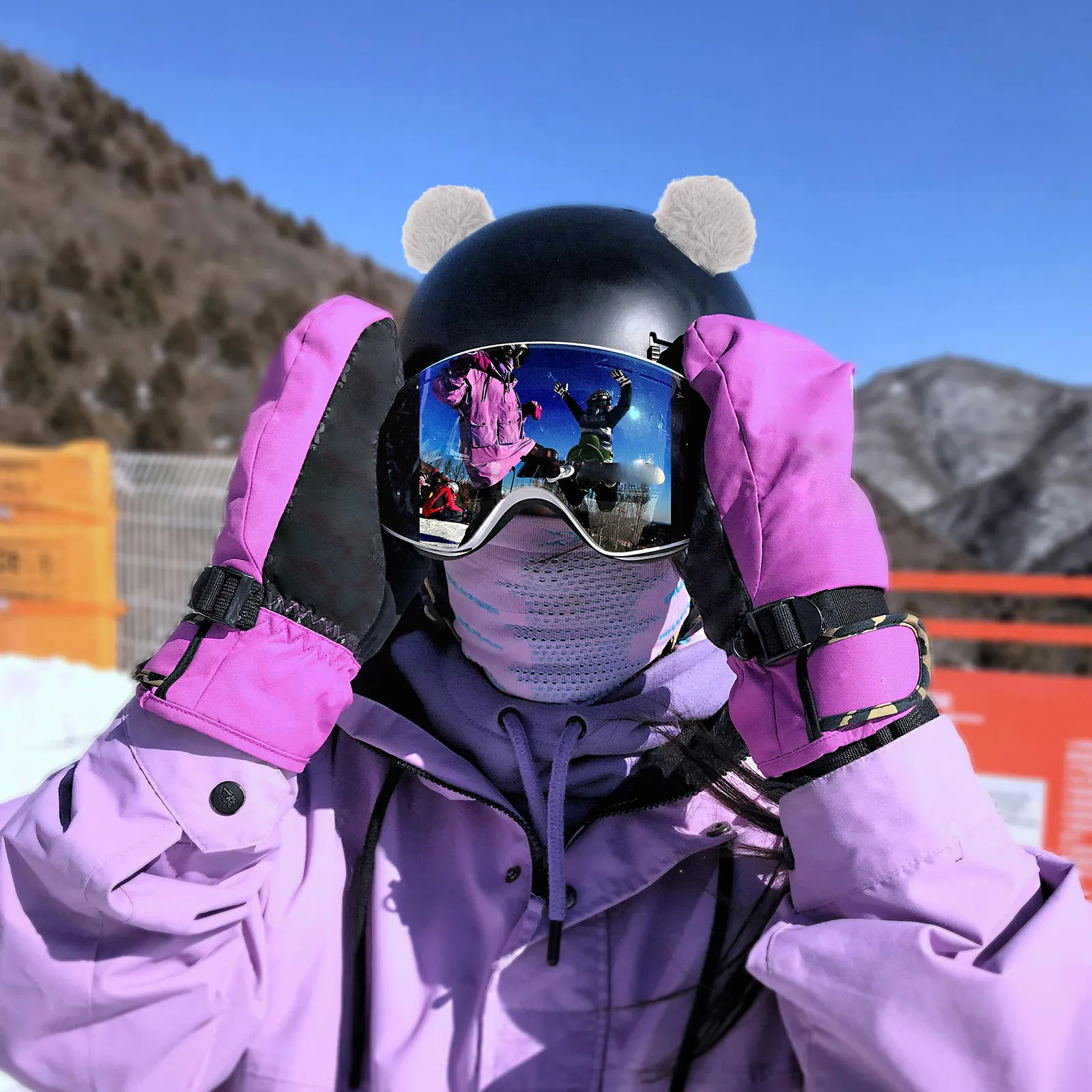 1Pair Motorcycle Bear Ears Decoration Detachable Soft Comfortable Stylish Accessory for Scooter Ski Bike Helmets