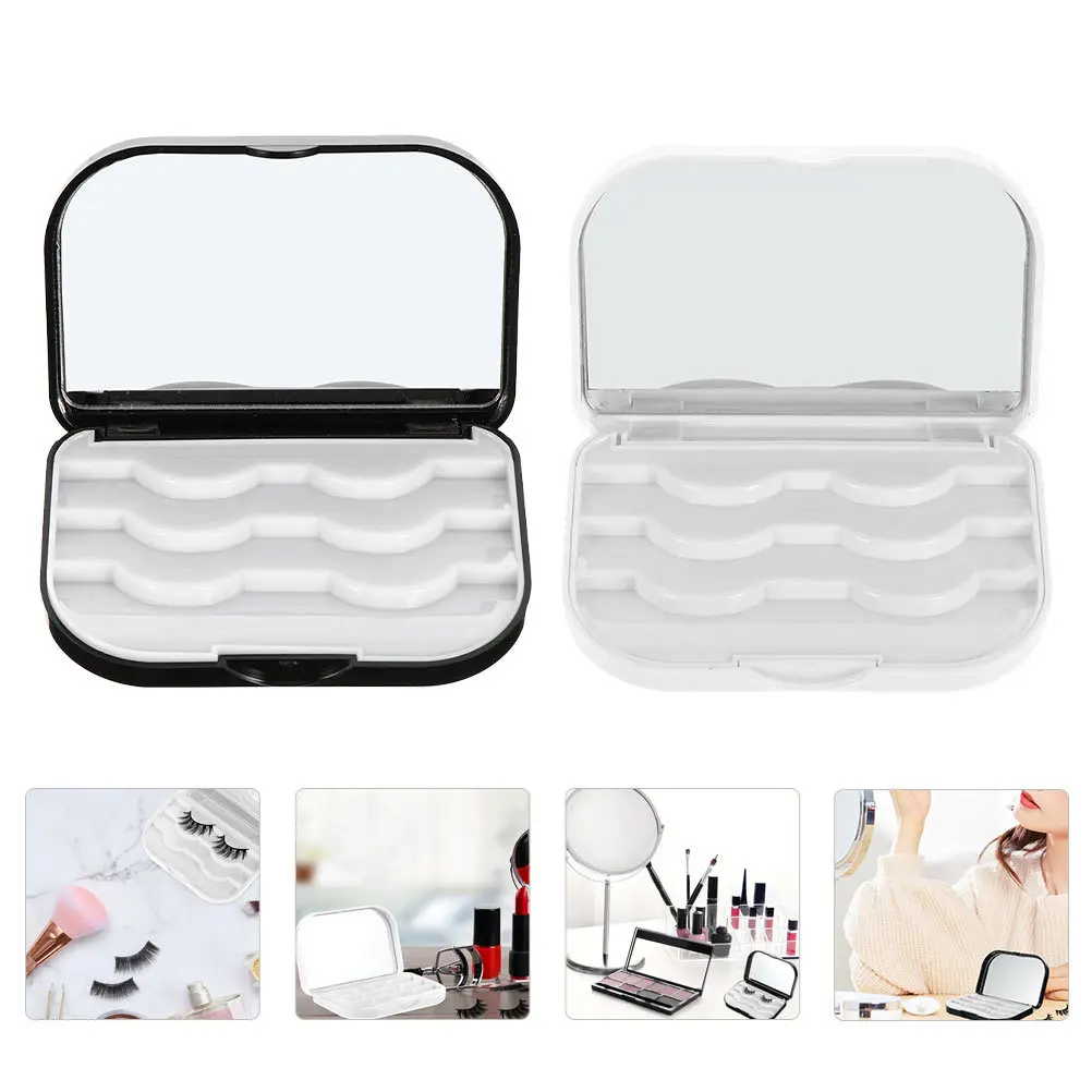 

2Pcs Eyelash Storage Box Reusable Lightweight Case for Artificial Lashes Simple Convenient Organizer Holder for Women Girls