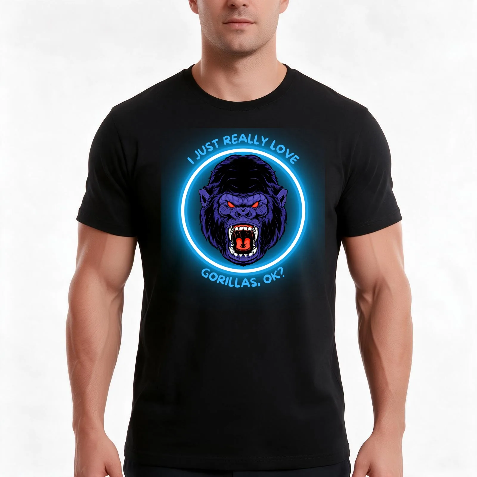I Just Really Love Gorillas T-Shirt, Summer Casual Cotton Tee, Oversized Streetwear Tops, Vintage Graphic Print, 100% Cotton