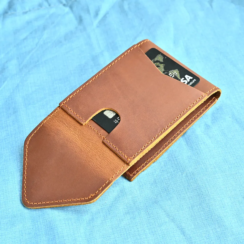 Handmade Leather Card Holder Wallet Trifold Designer Identity Badge Holders Visit Pasjeshouder Remove Credit Card