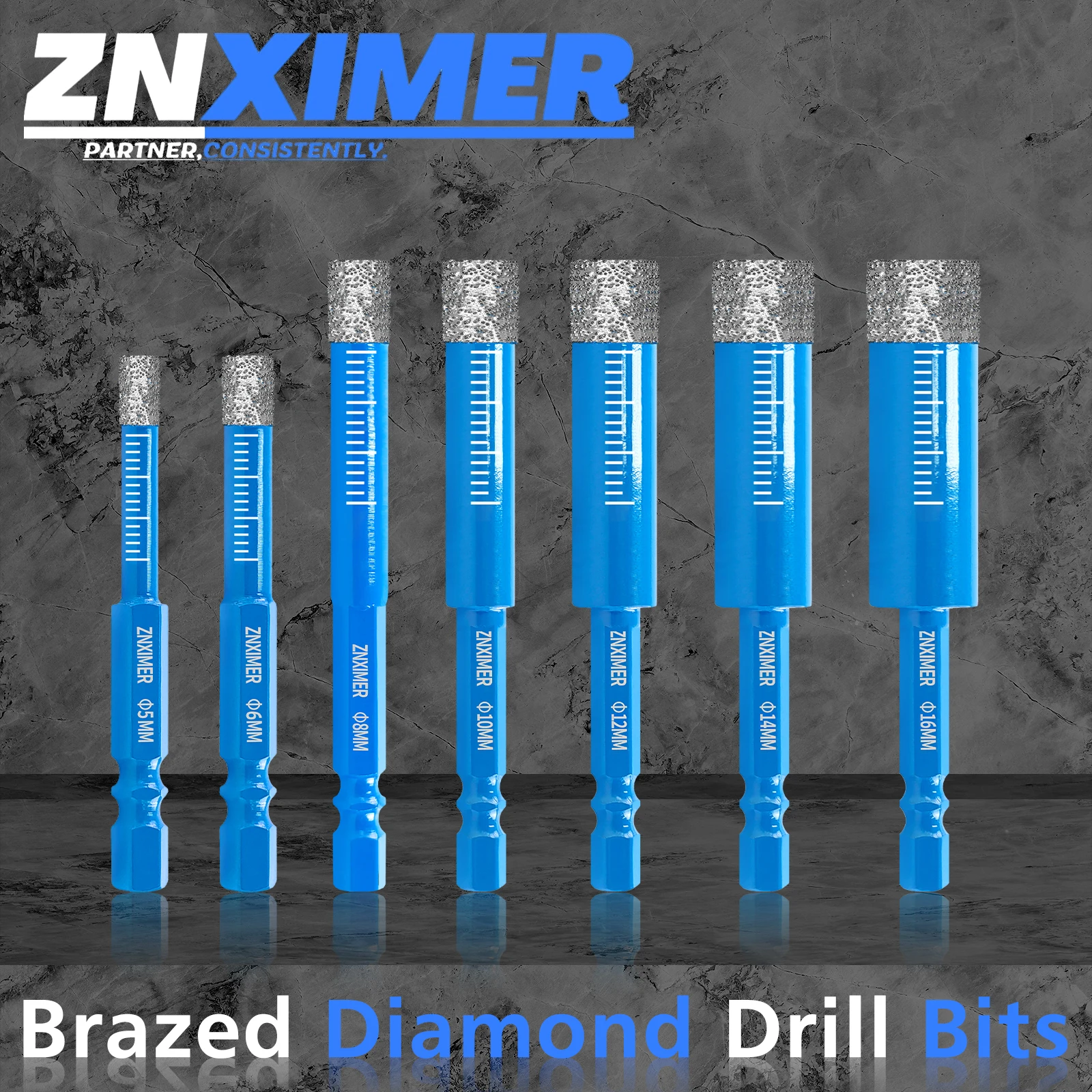 5-16mm Hexagonal Shank Brazed Dry Ceramic Tile Drill Bit Granite Marble Vitrified Tile Hole Opener Diamond Drill Bit